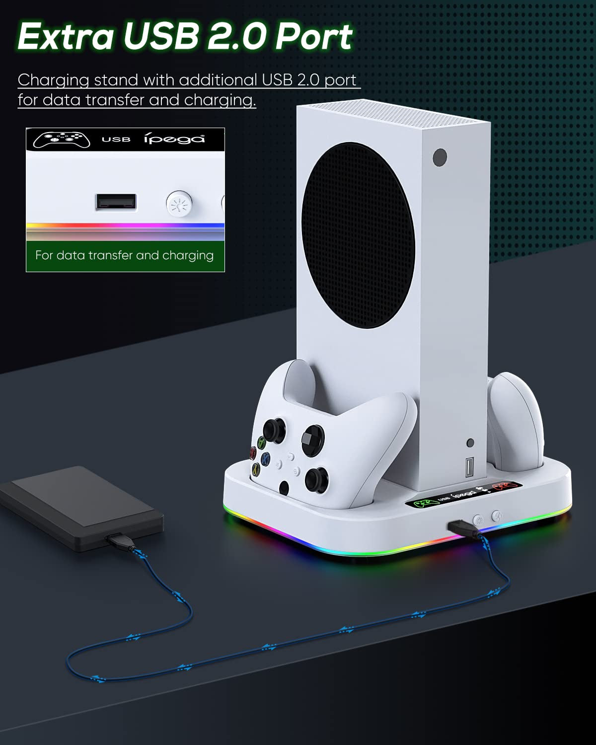 RGB Cooling Charger Dock for Xbox Series S