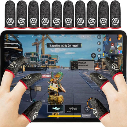 10-Pack Pro Gaming Finger Sleeves: Ultra-Thin 0.3Mm Silver Fiber, High Sensitivity, Anti-Sweat & Breathable Thumb Cover Gloves for Pubg/Fortnite/Cod - Fits Mobile Phone/Ipad Tablet Touchscreen